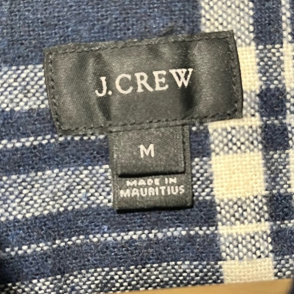 J.Crew Men’s Navy Plaid Flannel Shirt with Suede Elbow Patches - Size M - Picture 15 of 15
